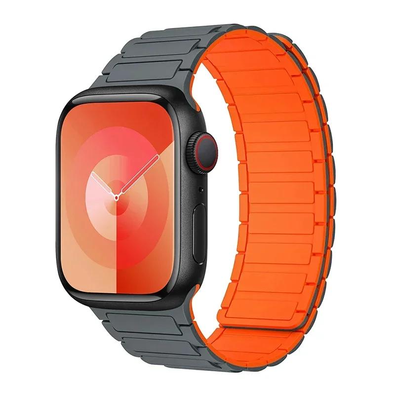 Магнитная петля для ремешков Apple Watch 44 мм, 40 мм, 49 мм, 45 мм, 41 мм, 38 мм, силиконовый браслет iWatch Series 9, 8, 7, 6, 5, 4, 3 Se ultra 2, ремешок
