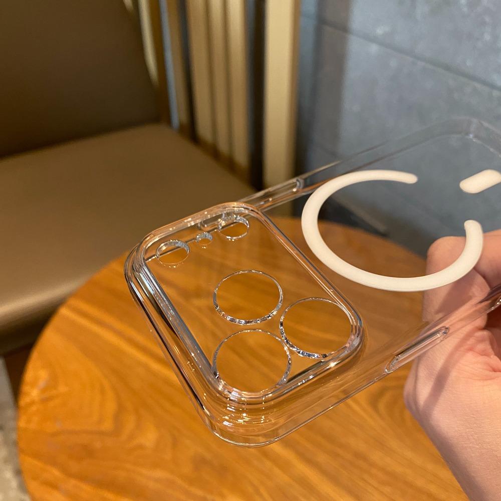 for Magsafe Transparent Slim Phone Case for iPhone 14 15 16 17 Pro Max 13 Air Magnetic Hard PC Ultra Thin Clear Cover