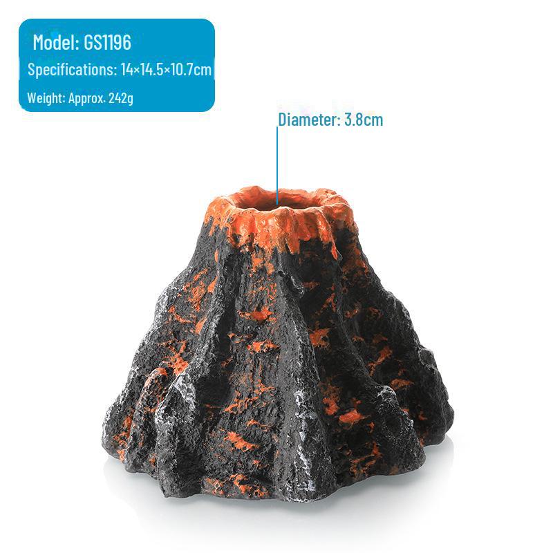 Aquarium Resin Volcano Rockery with Oxygen Pump Attachment - Home Decor Ornament for Fish Tanks