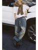 2024 Ретро-стираемые джинсы с широкими штанинами: Повседневные брюки унисекс в американо-японском стиле