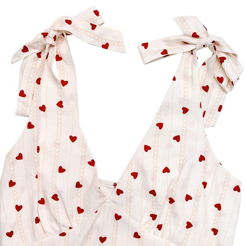 2026 European & American Summer Heart Print Backless Dress