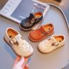 Girls Princess Leather Shoes Solid Color Children Cut-outs Flat Shoes Fashion Kids School T-strap Causal Walking Shoes Non-slip
