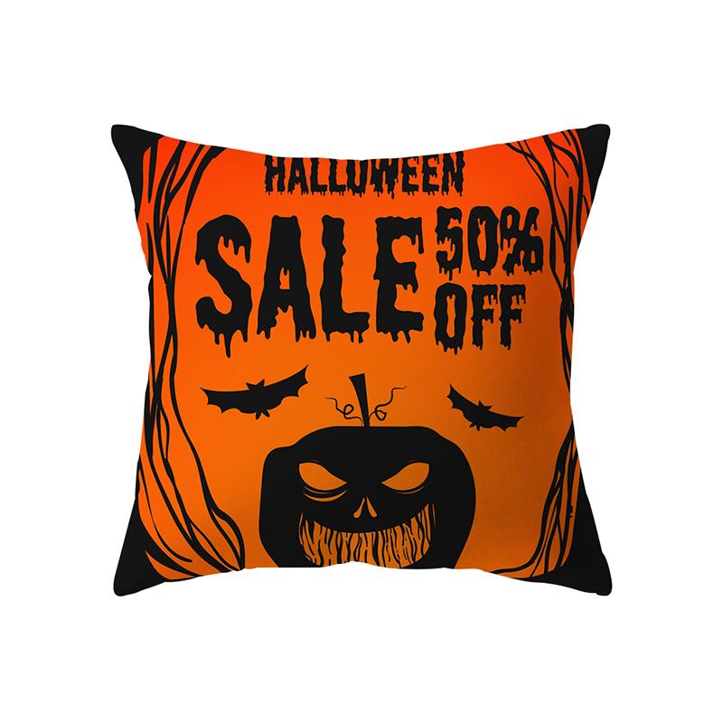 Horror Pumpkin Bat Halloween Theme Print Pattern Cushion Cover Home Living Room Sofa Decoration Polyester Pillow Pillow Cover
