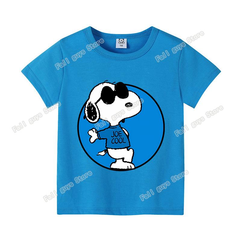 Snoopys Kids TShirt Cartoon Dog Merch Boy Girl Short Sleeve Tops Summer Breathable Cute Child Casual Clothes Birthday Gift