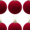 6Pcs Velvet Christmas Ball Ornaments Flocked Christmas Tree Ball Decoration Red Hanging Ball Ornament for