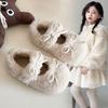 Детская корейская версия туфель Мао Мао 2025 зима новые для девочек с бантом теплые туфли принцессы мягкая подошва теплые туфли Doudou