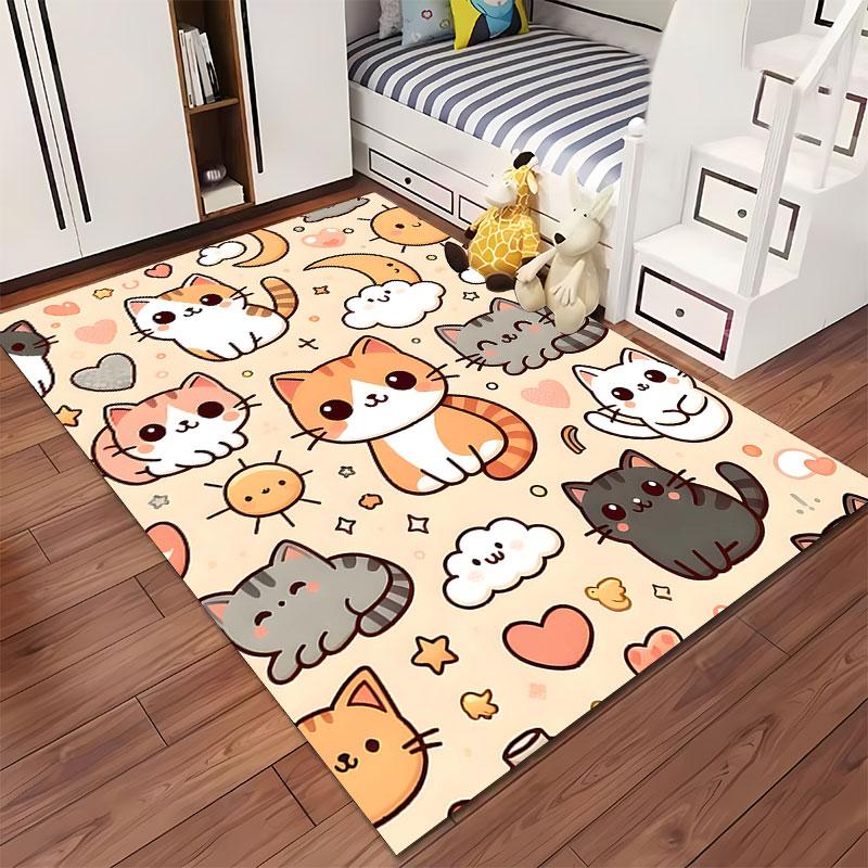 Cute Cartoon Cats with Stars suitable as a non-slip mat for the living room or bedroom sofa
