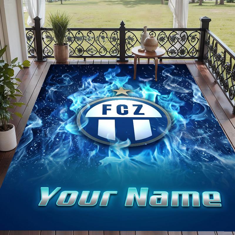 Custom Text Printed Rug FC Zürich Non Slip Floor Carpet For Home Room Decor