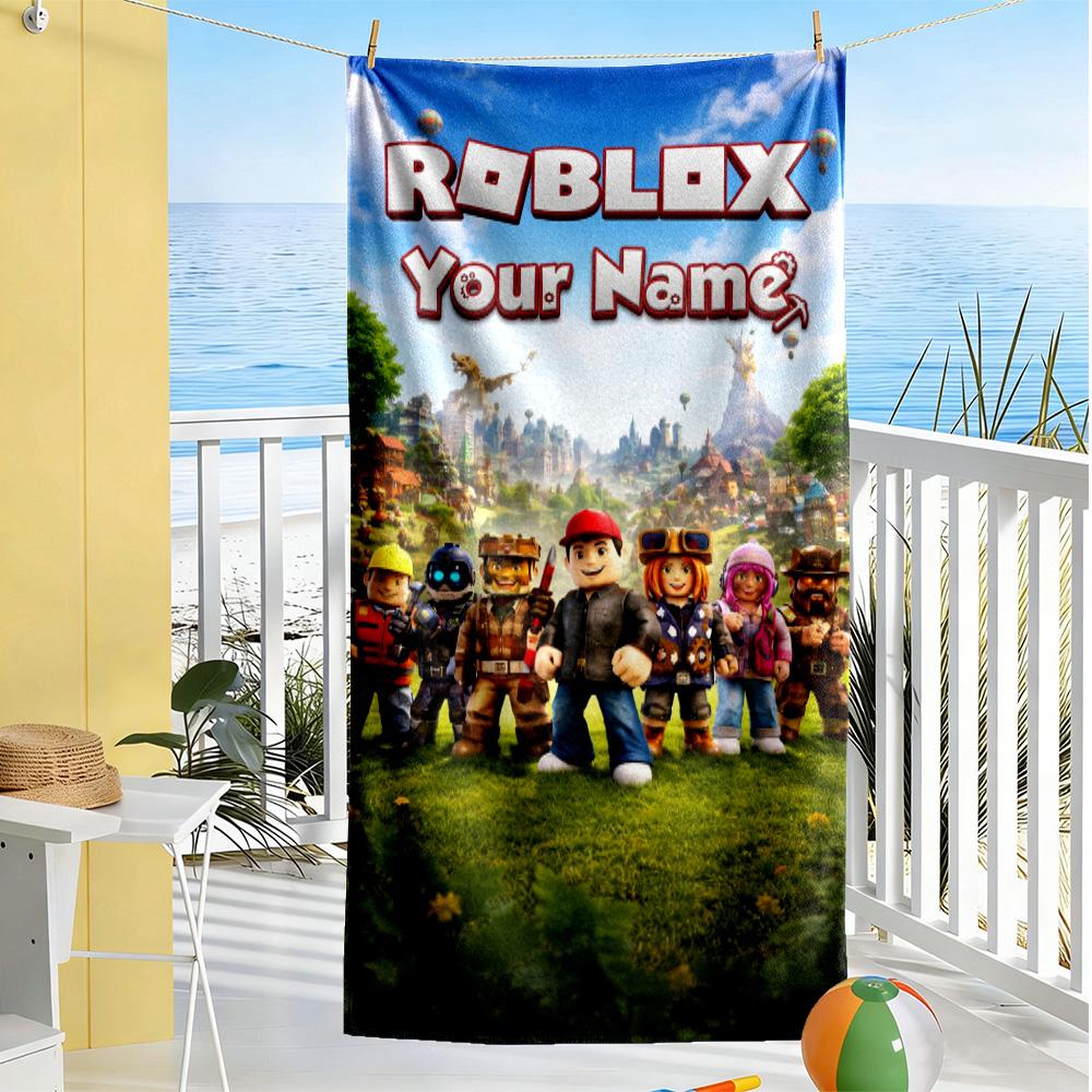 Roblox Customize Text Beach Towel Super Soft Absorbent Suitable for Sports Travel Swimming Yoga Bathroom Beach And Pool