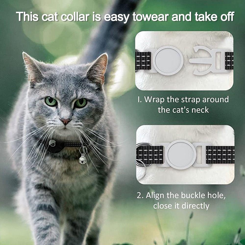 Cat Adjustable Reflective For Apple Airtags Holder Tracker Box Pet Collar Anti-lost Collar