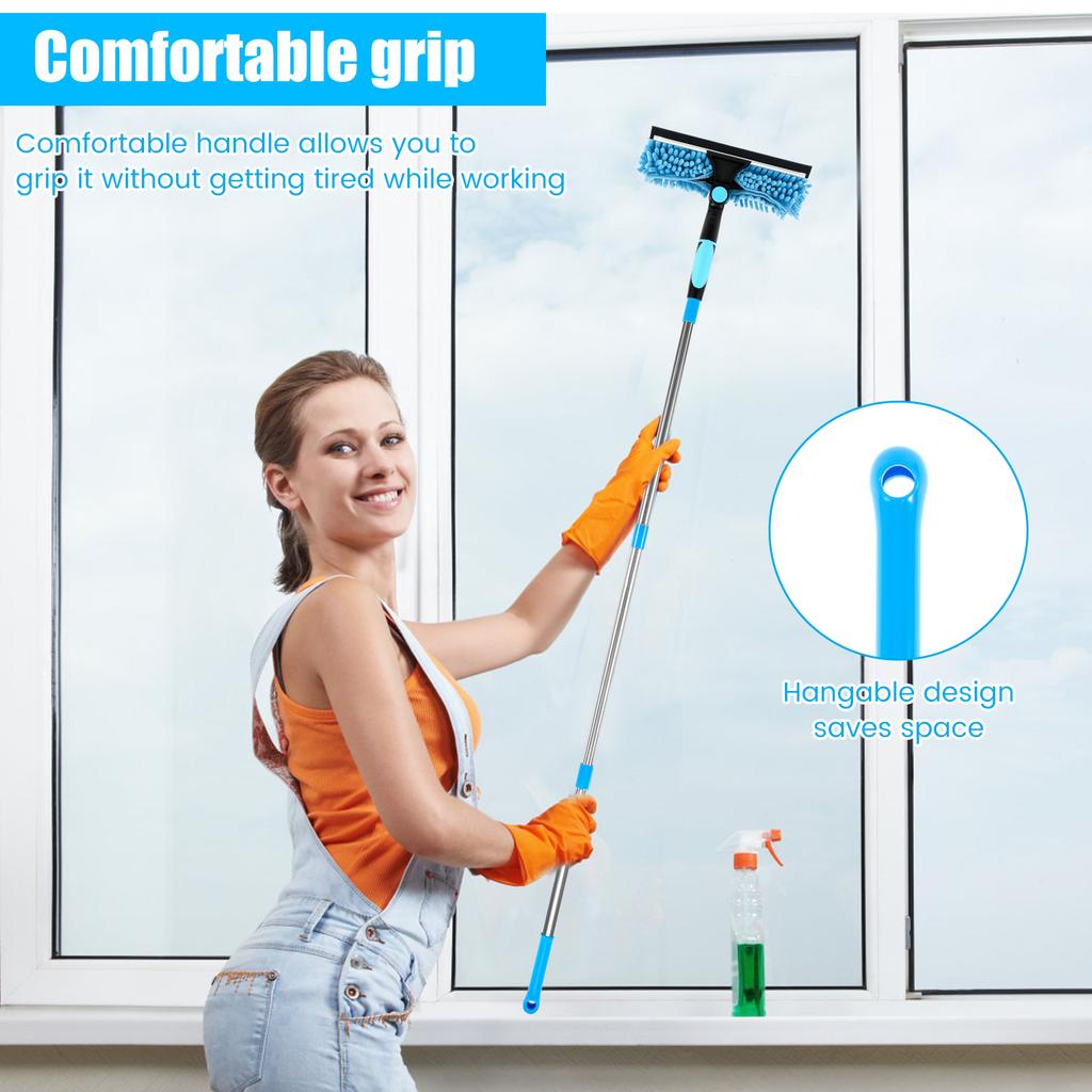 Window Cleaning Tool 2 In 1 Cleaning Squeegee Kit 35-59.5inch Scalable Cleaning Tool Rotatable Double Sides Glass Cleaner Mop