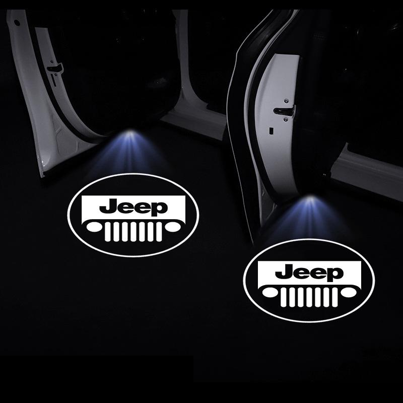 LED Car Door Welcome Lights Laser Projector Wireless Car HD Courtesy Lamp Caps For Jeep Grand Cherokee Commander Renegad MWGHF1
