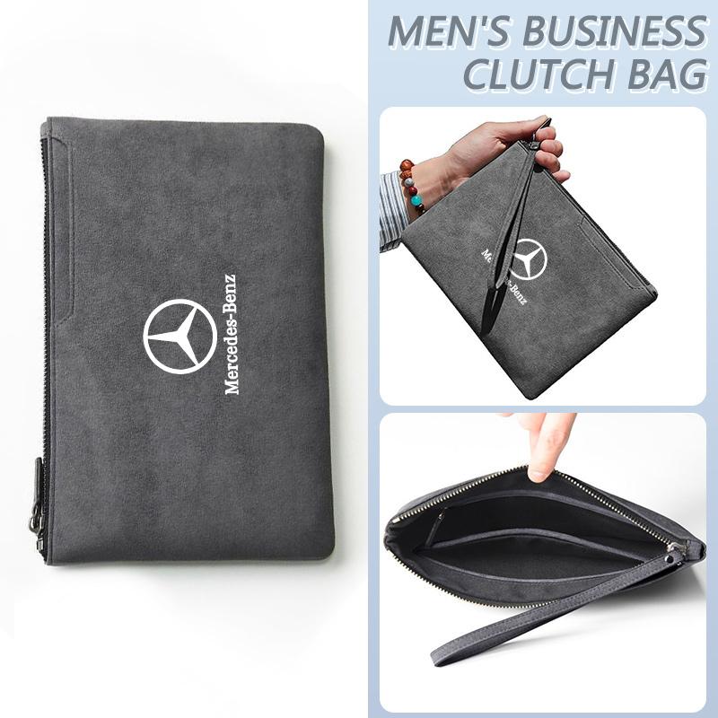 JVC4 Suede Car Driving Document Bag Credit Cards Storage Bag ID Cover For Mercedes Benz W204 W205 W212 W213 W221 GLA GLC CLK GLA AMG