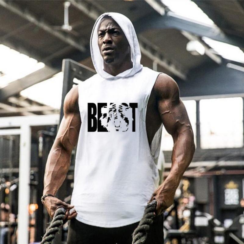 Мужская спортивная майка для бодибилдинга и фитнеса, безрукавка с капюшоном, свободная, большой размер, прострочка «пять звезд»