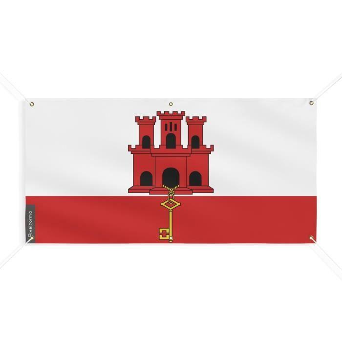 Bannière Drapeau de Gibraltar 6 Oeillets 120x240cm en polyester