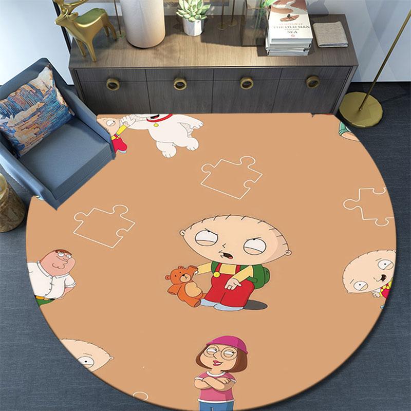 Family Guy Cartoon pattern round rug,Carpet Rug for Living Room Bedroom Playroom ,Non-slip Floor Mat,Holiday Gifts and Birthday Gifts.
