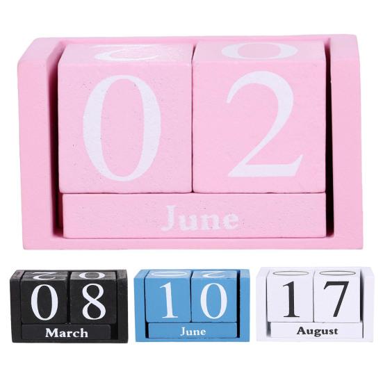 Деревянные блоки настольный календарь месяц дата дисплей многоразовый фермерский деревенский цельный деревянный вечный календарь домашний офис настольное украшение