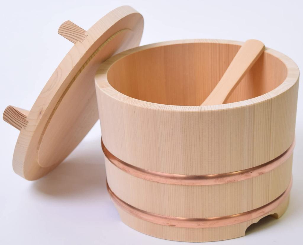 Kiso Kogei Kiso Sawara Nosebitsu 24cm (7 Go) with Rice Paddle