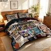 Jojos Bizarre Adventure Pattern Bedding Quilt Set Quilt Cover Pillowcase Home Birthday Gift(1 * duvet cover + 2 * pillowcase, without core)