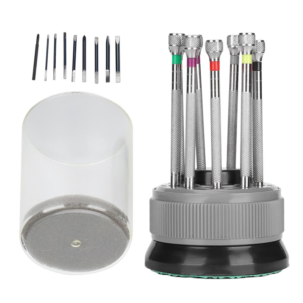 Набор из 9 часовых отверток с основанием, сплавные шлицевые крестовые часовые отвертки, аксессуары