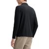 Fila Blue Series Solid Color Versatile Knitted Long Sleeve Polo Shirt Men Tops Black F11M512202F-BK