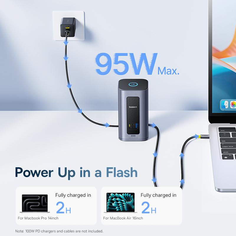 Baseus USB C HUB for Mac 12-in-1 DisplayPort HDMI 4K@60Hz MST Display for macOS Windows Docking Station USB 3.2 RJ45 PD 100W Hub