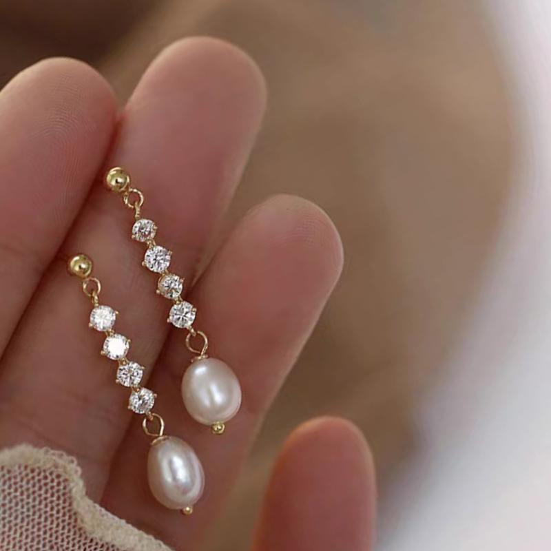 Оригинальные серьги с бриллиантами и жемчугом для женщин, классическая элегантность, многослойные серьги, хип-хоп, милые украшения, подарок
