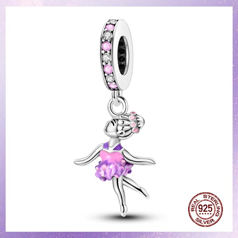 Фиолетовые Шармы Медный Fit Оригинальный Подвесной Браслет Бабочка Стекло Сердце Перо Клип Шарм Подвеска Светящаяся Бусина DIY Ювелирные Изделия