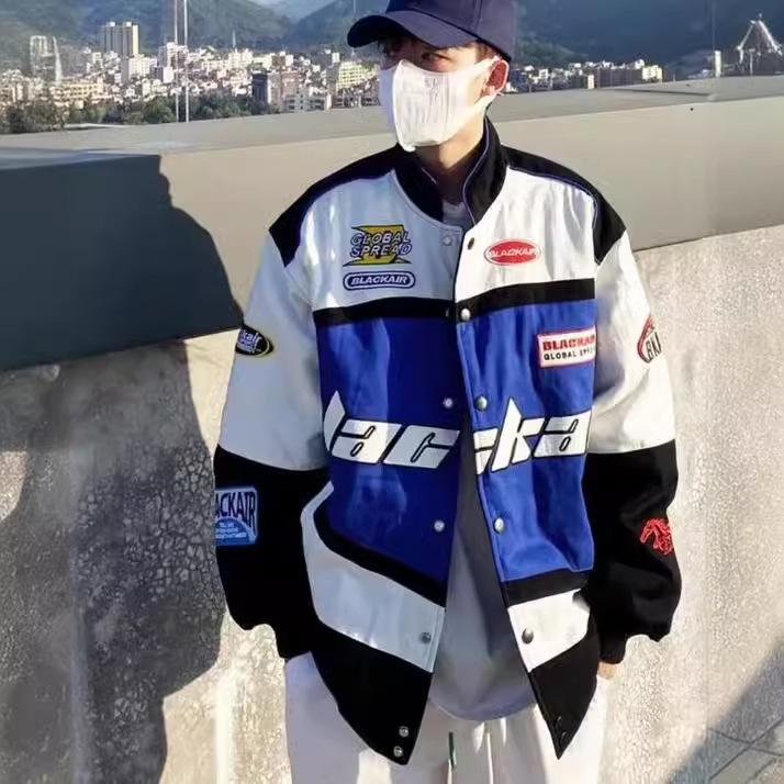 Мужская бейсбольная куртка в стиле американских уличных гонок на весну и осень — модная, элегантная, свободная мотоциклетная куртка