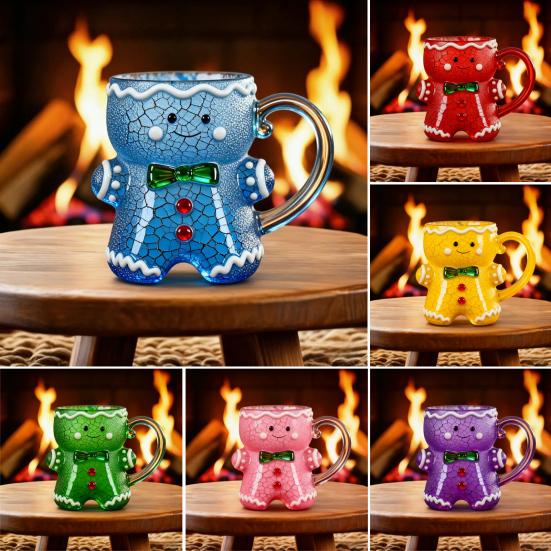 Ceramic Gingerbread Man Mug Christmas Gingerbread Man Shaped Coffee Cup with Handle for Coffee Tea Hot Chocolate Water