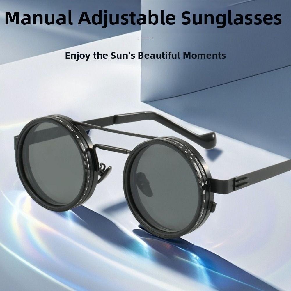 9 Level Dimming Adjustable Dimming Glasses Round Fishing Sunglasses Outdoor Activities