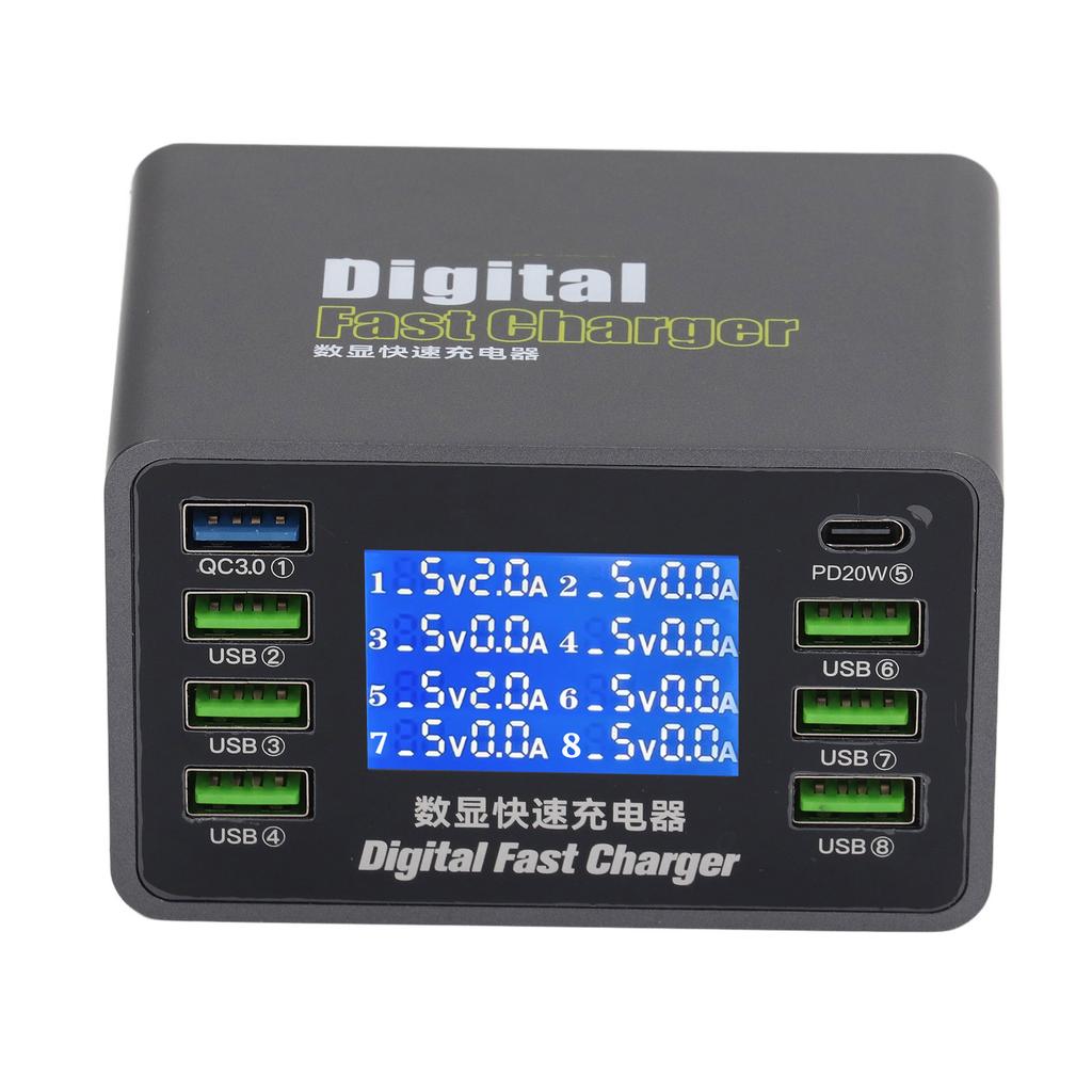 Цифровое зарядное устройство USB 50 Вт, 8 портов QC3.0 PD, быстрая зарядка, несколько зарядных станций USB 100?Вилка 240 В, США