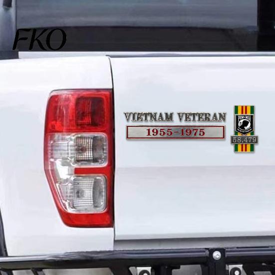 Rust Proof Military Car Emblem Veteran Emblem, Metal Gulf War Service Badge for Truck SUV, Soldier Tribute Sticker Rustproof Auto Decal