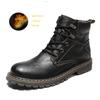 Классические черные зимние ботинки для мужчин, модные высокие кожаные ботинки на платформе, для отдыха на открытом воздухе, нескользящие, на шнуровке, повседневные ботильоны для мужчин