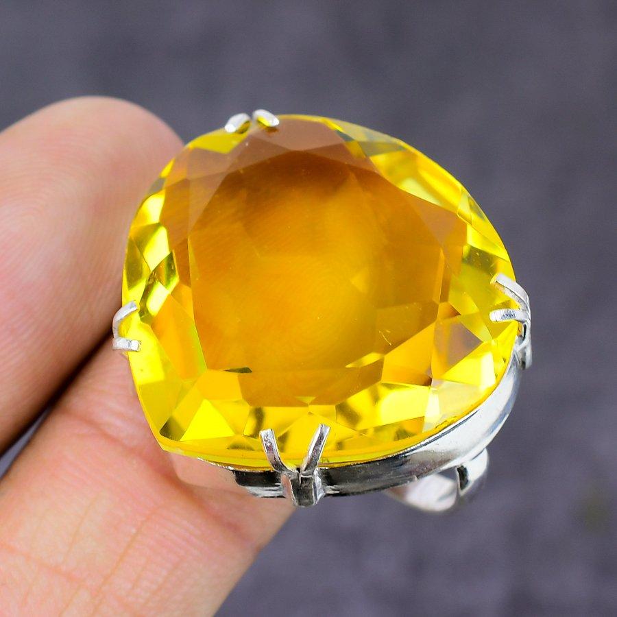 Citrine Gemstone 925 Sterling Silver Gift Jewelry Ring Size 8