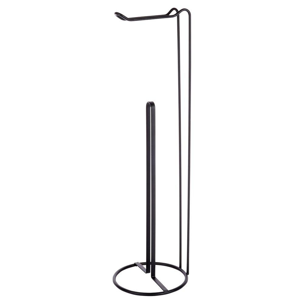 Freestanding Matte Black Metal Toilet Paper Holder Stand 54cm