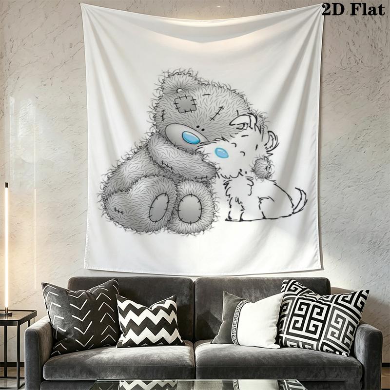 Tatty Teddy Wall Tapestry Aesthetic Wall Hanging Printed Fabric Blanket Decorative Tapestries for Bedroom Living Room Home Decor