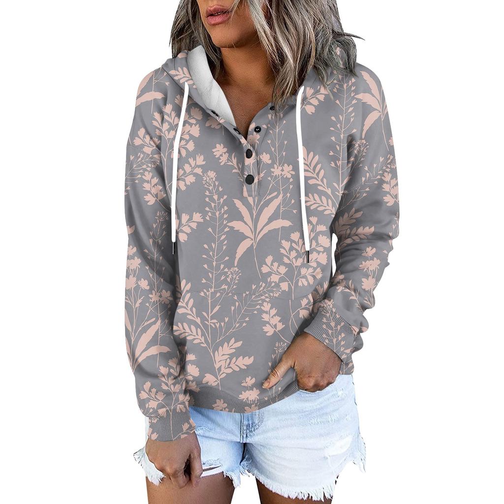 Женская модная облегающая толстовка с капюшоном и цветочным принтом с длинным рукавом