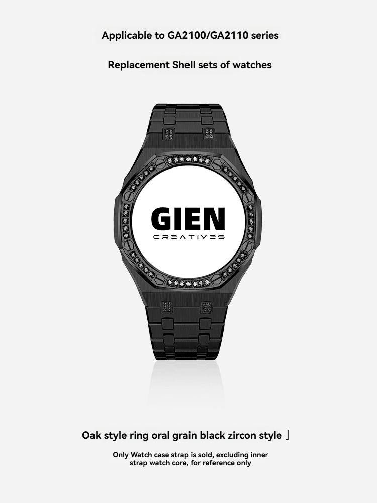 Для часов Casio G-SHOCK Black Knight GA-2100/GA-2110/GA-B2100 Модифицированный Черный Алмазный Корпус Стальной Ремешок Набор Аксессуаров