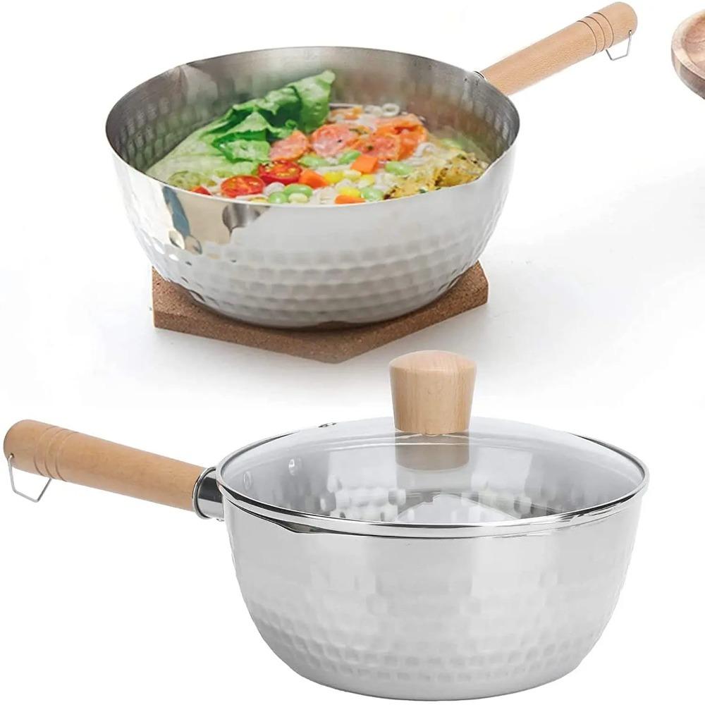 Stainless Steel Yukihira Pan Yukihira Saucepan with Lid Yukihira Pot with Hook Japanese Milk Pot Sauce Pot Cooking Pot