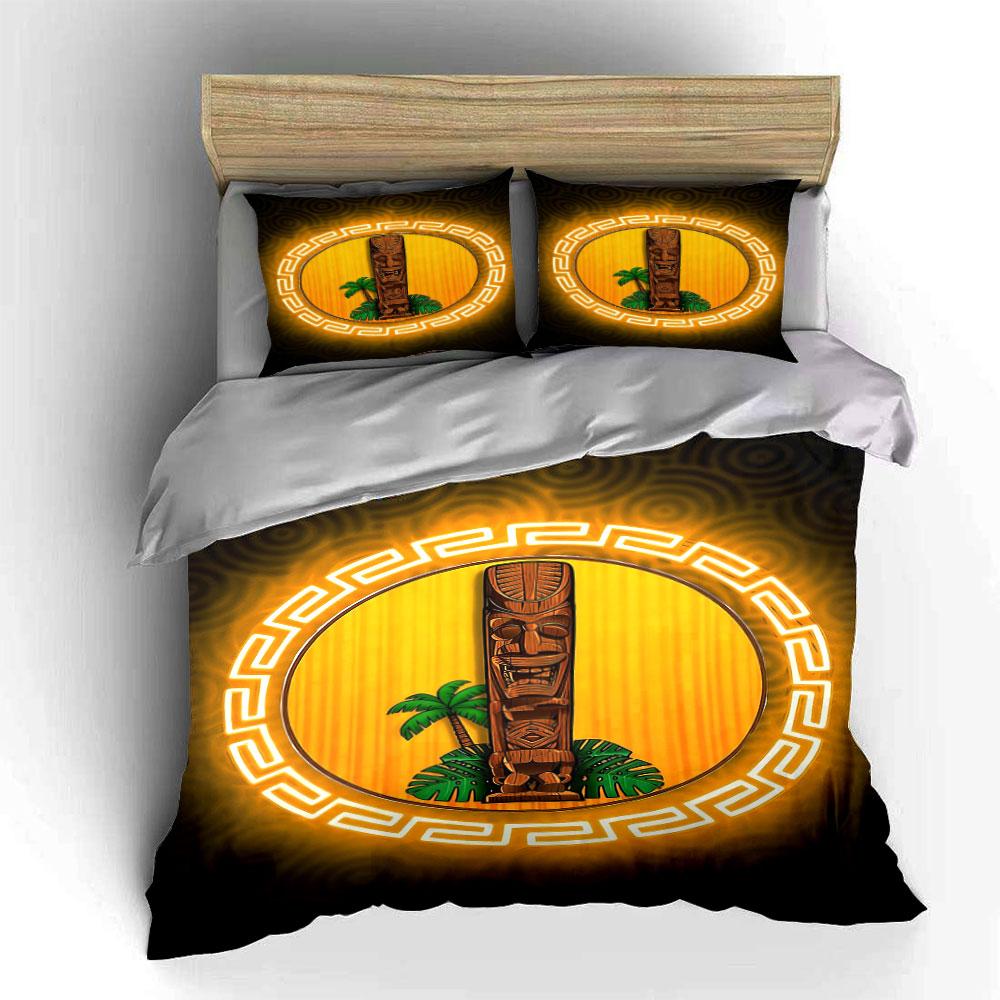 Tiki statue with palm. Bedding sets Duvet cover sets Duvet covers Pillowcases(1 * Duvet Cover 2 * Pillowcases, without duvet insert)