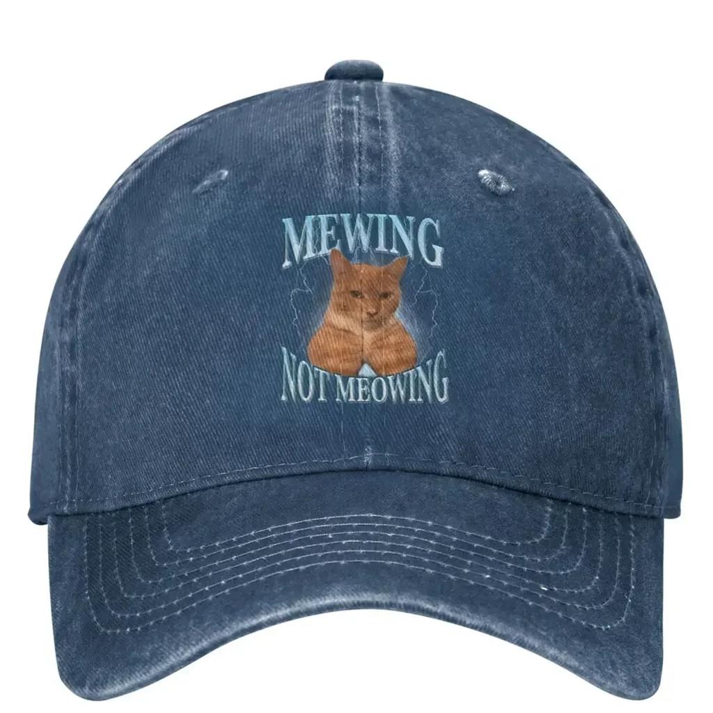 Mewing Not Meowing Funny Casual Baseball Cap Cat Meme Running Hippie Trucker Hat Sun Visor Men Adult Streetwear Baseball Caps