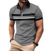 New Men's Casual Polo Shirt with Collar and Buttons Versatile Business Digital Stripe Print Top
