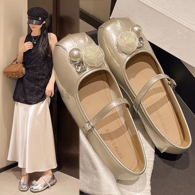 Модные новые туфли-балетки с жемчугом в китайском стиле для женщин, весна 2025, новые вышитые красные свадебные туфли Мэри Джейн