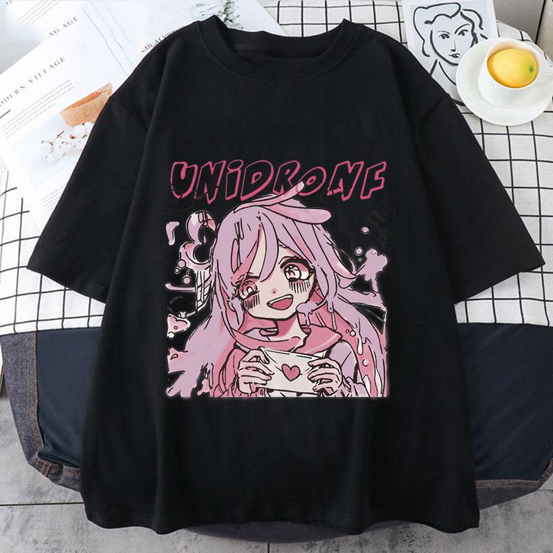 Модная рубашка, свободные женские рубашки с рисунком аниме, летняя футболка с круглым вырезом и короткими рукавами, свободные корейские топы, одежда, футболка с аниме
