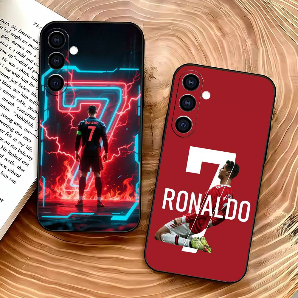 Футбольный чехол для телефона Ronaldo C-CR7 для Samsung Galaxy A73, A72, A71, A70, A53, A52, A51, Мягкий силиконовый черный чехол