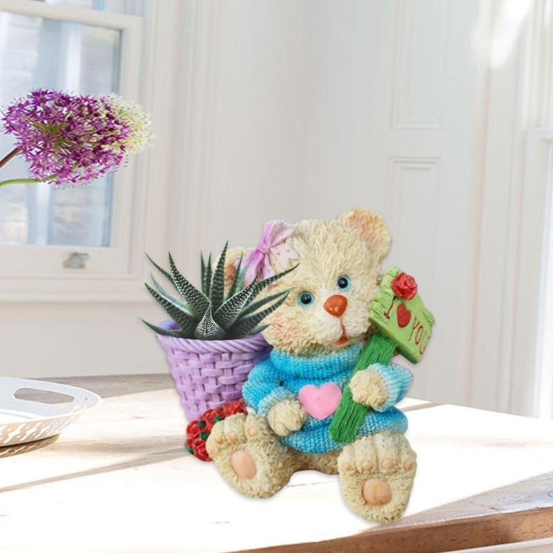 Любовь маленький медвежонок гипсовый цветок силиконовая форма эпоксидная смола литейная форма сочная ваза цементная форма держатель для ручек