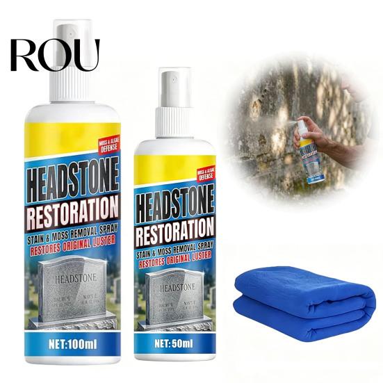 Tombstone Cleaner Headstone Restoration And Cleaning Spray, Monument for Stain Remover Granite Marble Cemetery Memorials, Gentle Stone Care