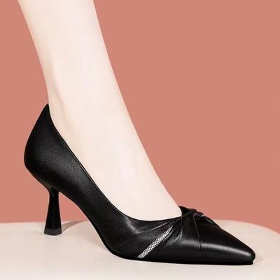 Мода 2024 Весна и осень сезон Новая мода заостренные стразы профессиональные рабочие туфли на высоком каблуке женские удобные одинарные туфли женские