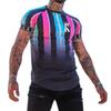 Men's Retro T-shirt Summer Men's 3D Striped Printed Short Sleeved Top